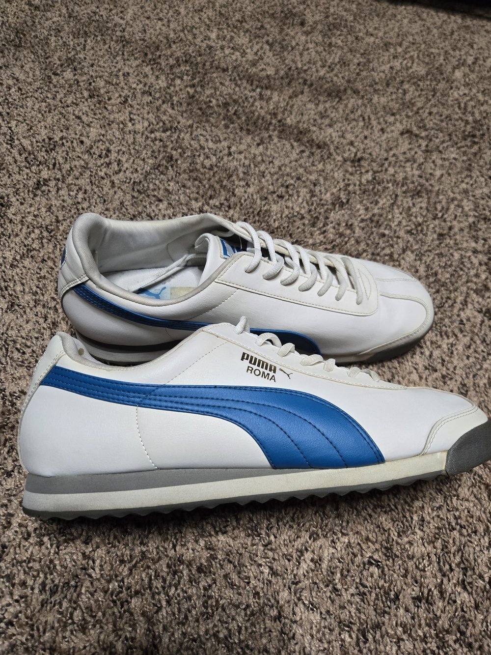 *Size 12* Puma Roma* White w/Blue Logo*